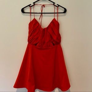 Zara Orange cutout sleeveless flare dress